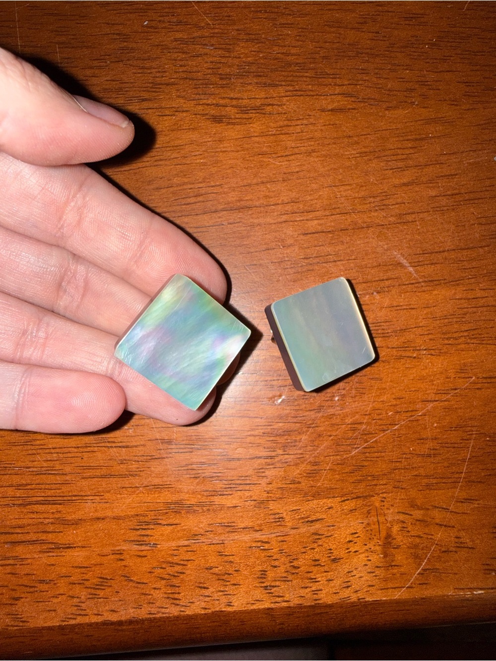 Iridescent Square Mother-of-Pearl Stud Earrings - Women Jewelry